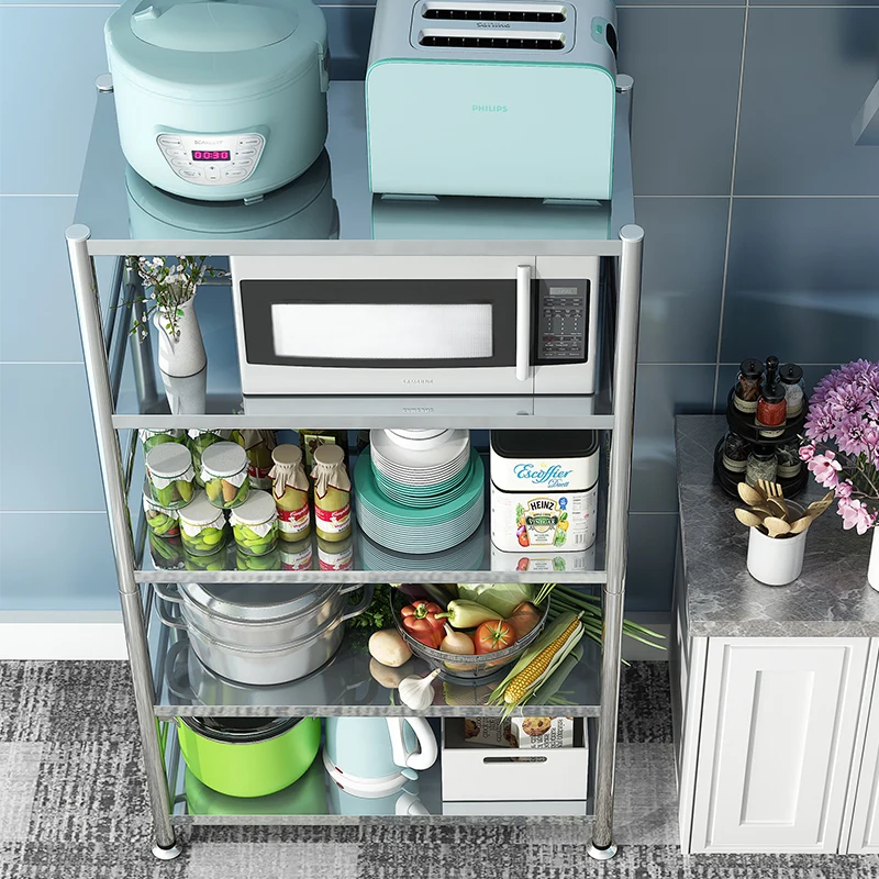 

Stainless steel kitchen rack landing multi-layer microwave oven, kitchen utensils, supplies, storage, storage and storage