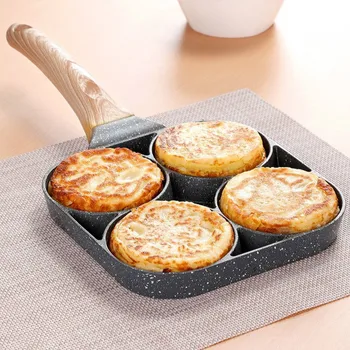 

Creative non stick no smoke breakfast grill wok 4 hole egg pan hamburger egg ham pancake machine frying pan CY50917