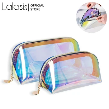 

Lalasis Cosmetic-Bag Fashion Women Makeup Case Laser Cosmetic Bags Transparent Cosmetic Pouch Portable Ladies Pouch Organizer