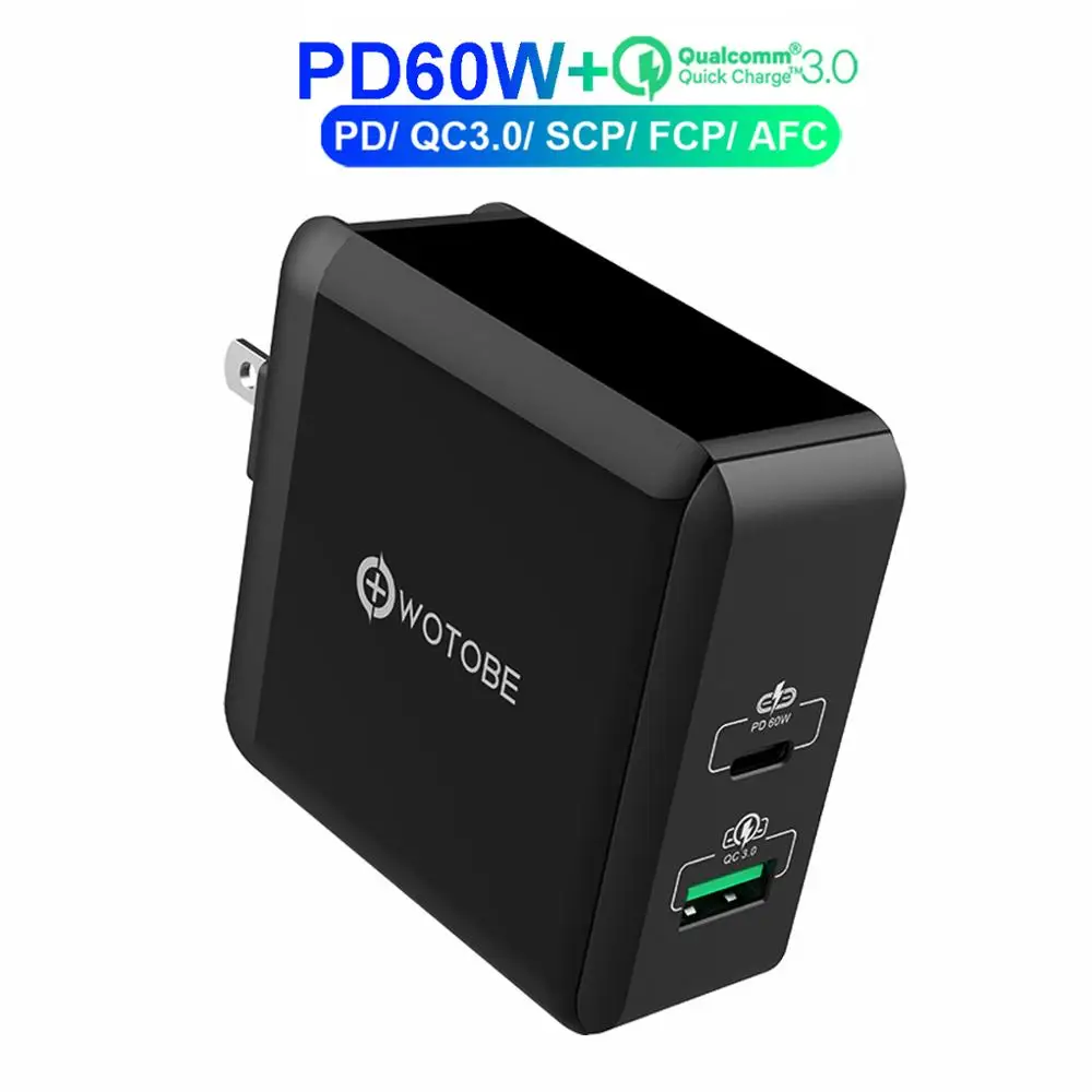 2 порта 78 Вт USB-C адаптер питания, 1 порт PD60W и 1 порт QC3.0/SCP/AFC 22,5 W зарядное устройство для huawei p20/30 MacBook iPad Pro iPhone 11 s10 - Тип штекера: US