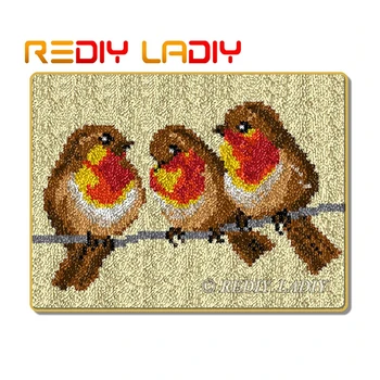 

Latch Hook Rug Kits Make Your Own Rug Three Birds Crocheting Cushion DIY Carpet Rug Acrylic Yarn Printed Canvas Hobby & Crafts