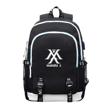 

KPOP MONSTA X Same Paragraph Canvas Bag USB Rechargeable Backpack Men And Women Bag Drioshipping