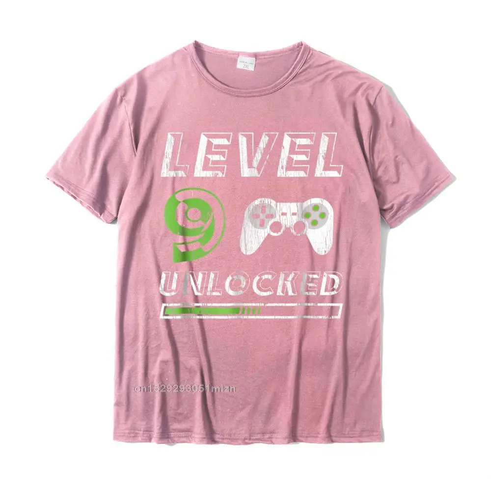 Casual Print Unique Short Sleeve Summer/Autumn Tops Shirt 2021 Discount O-Neck 100% Cotton Fabric Tops Shirt Men T-Shirt Level 9 Unlocked - 9 Year Old Gamer Funny Birthday T-Shirt__3749 pink