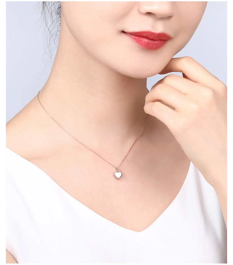ZOCAI Романтический алмаз в форме сердца женское ожерелье Настоящее сертифицированное 0.005CT АЛМАЗ 18 К золото(AU750) ожерелье подарок на день рождения C00140