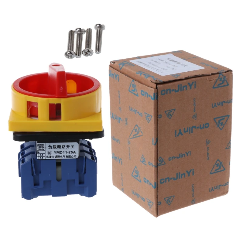 

YMD11-25A 3P Padlock Rotary Cam Switch OFF-ON 2 Position 3 Poles 6 Terminals Y1QB