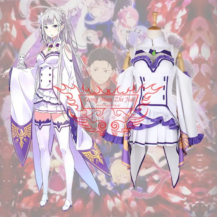 

Костюм для косплея Re Zero Kara Hajimeru Isekai Seikatsu Emilia женское платье для вечевечерние НКИ на Хэллоуин Рождественская юбка для девушек