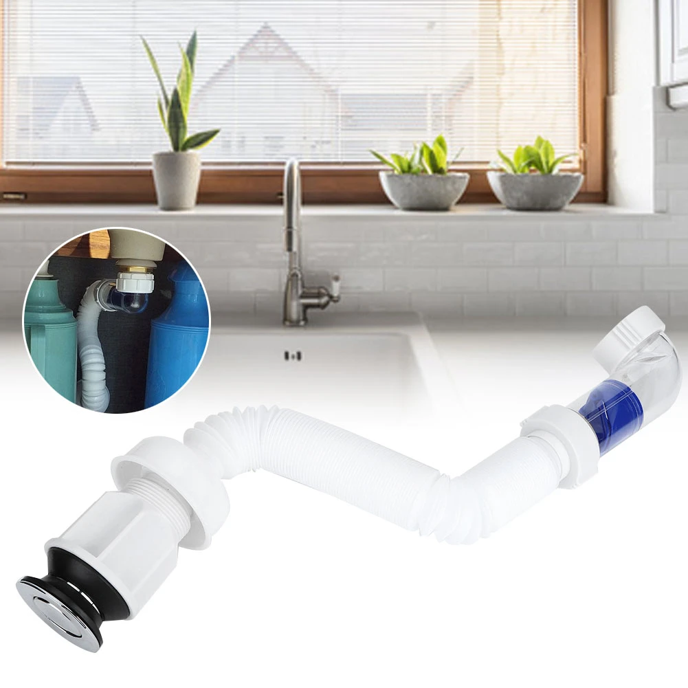 Universal Sink Drain Pipe 90cm Expandable Flexible PTrap SmellProof