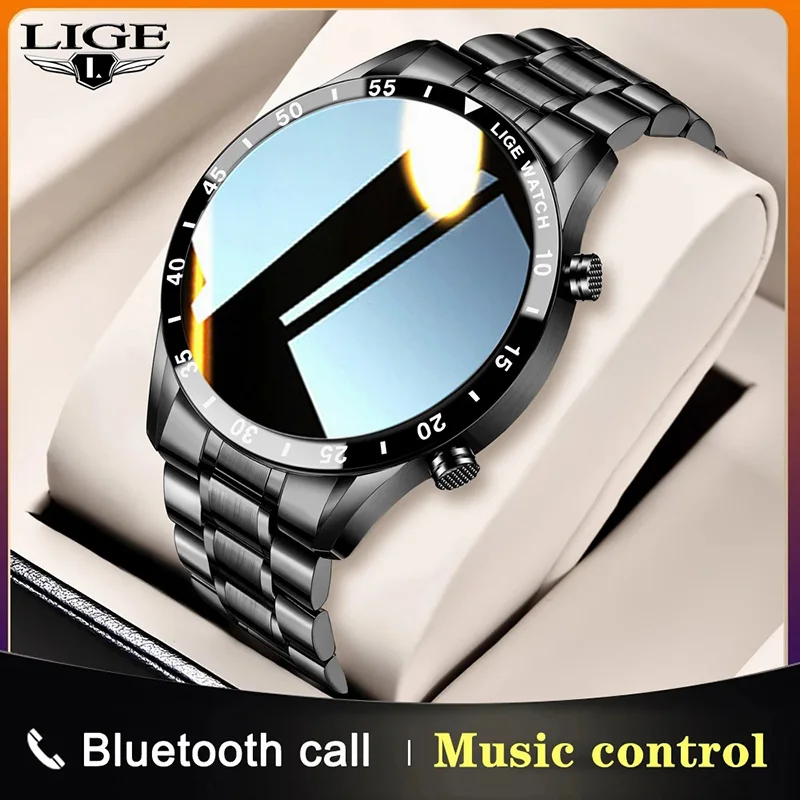 LIGE 2021 Men's Smart Watch Business Fashion Style Full Screen Touch Heart Rate Monitor IP68 Waterproof Suitable for Xiaomi
