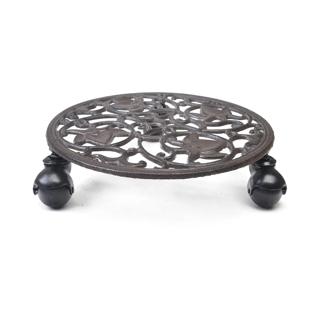 

Lock Wheel Flower Pot Durable Plant Stand Rolling Low Noise Cast Iron Tray Saucer Holder Modern Moving Pallet Casters