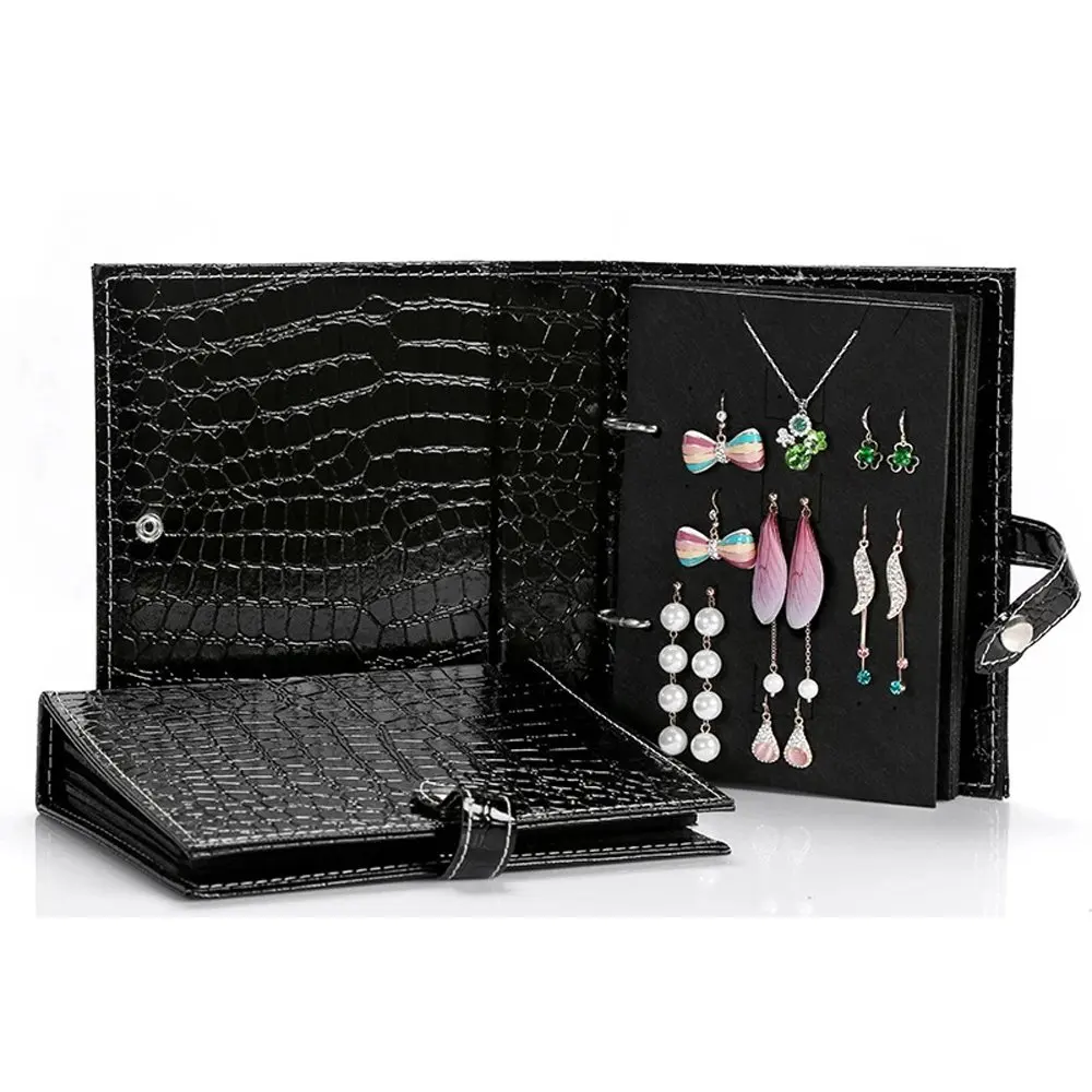 

UnionPlus Croco Faux Leather 4-Page Earrings Jewelry Organizer Book(Large)