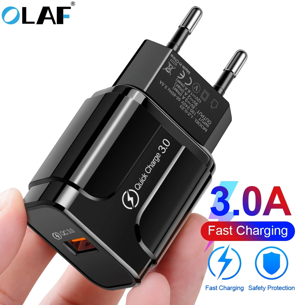 OLAF Быстрая зарядка QC 3,0 USB зарядное устройство европейского стандарта Универсальное зарядное устройство для мобильного телефона настенный адаптер быстрой зарядки для iPhone samsung Xiaomi