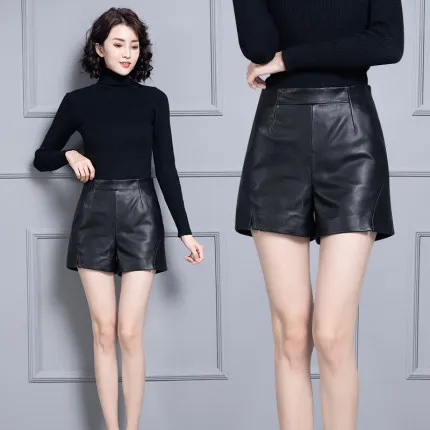 

2020 Women New Real Genuine Sheep Leather Shorts KS67