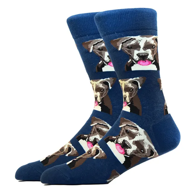 Fashion Men Happy Socks Combed Cotton Cartoon Animals Dog Cat Large Size Casual Women Cute Funny Harajuku Socks Colorful HK11041-9