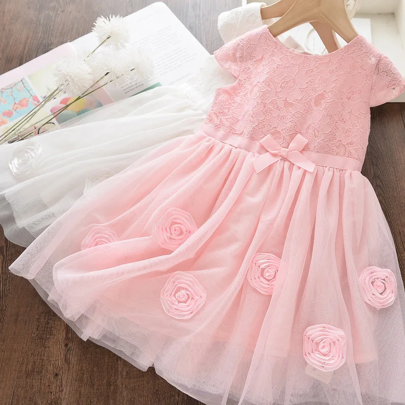 

2020 NEW Summer Girls' Dress Summer Three-dimensional Flower Lace Party Princess Dress Children's Kids Girls Clothing 6 Pcs/lot