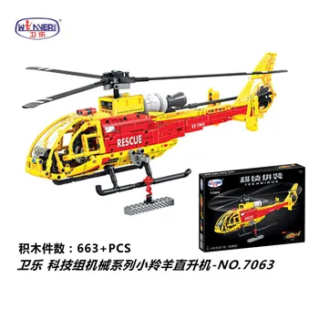 

663PCS Wei le 7063 Technic Series Gazelle Rescue helicopter Model Building Blocks Bricks Toys for Children Christmas Gifts