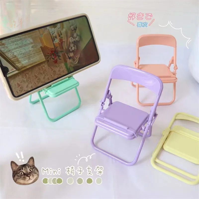 Portable Mini Mobile Phone Stand Desktop Chair Stand 4 Color Adjustable Macaron Color Stand Foldable Shrink Decoration Decoratio wall phone holder