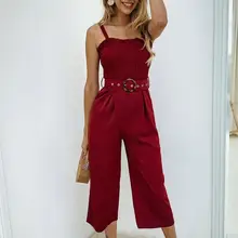 Summer Women Jumpsuits Casual Solid O-Neck Sleeveless Pocket Rompers With Sashes Overalls Monos de Fiesta 2020 Drop Shipping E Summer Women Jumpsuits Casual Solid O-Neck Sleeveless Pocket Rompers With Sashes Overalls Monos de Fiesta 2020 Drop Shipping E