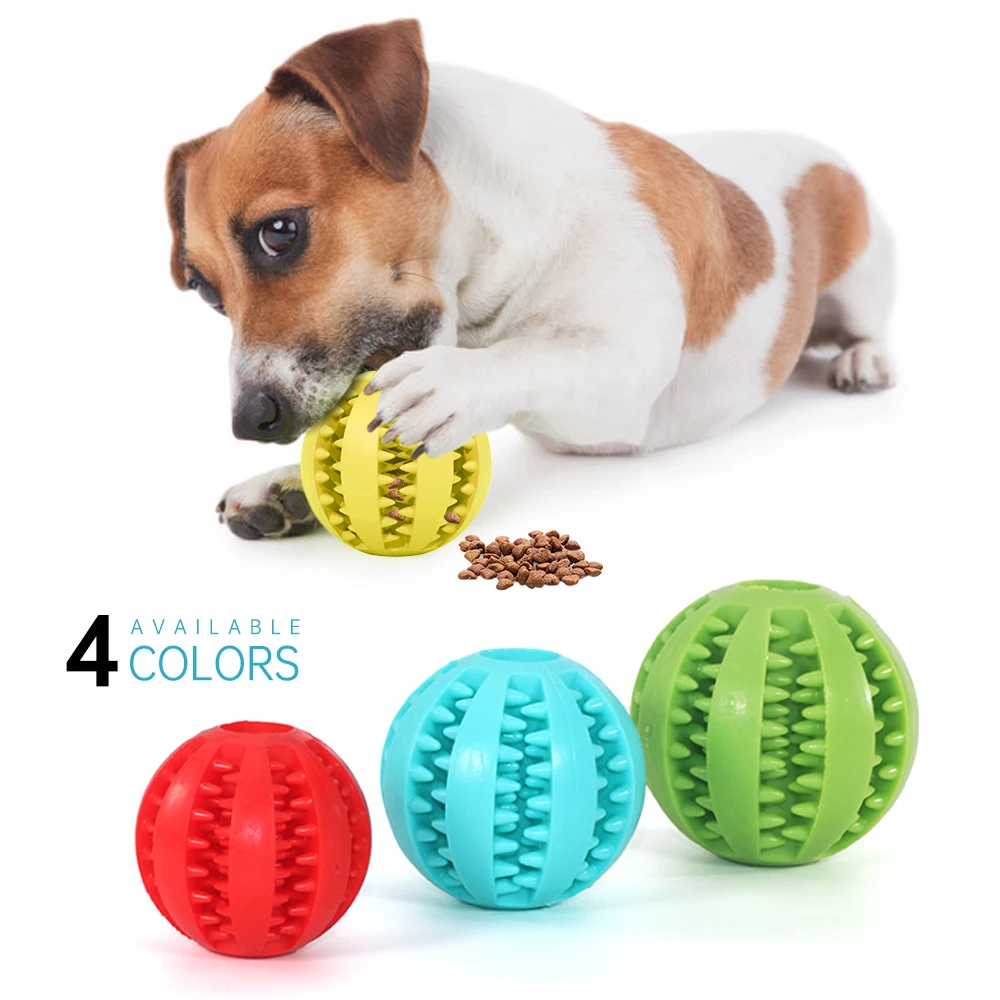 Pelota de Juguetes para perros suave para masticar, pelota elástica interactiva para perros, juguetes de goma para limpiar los dientes, dispensador de comida, 1 unidad