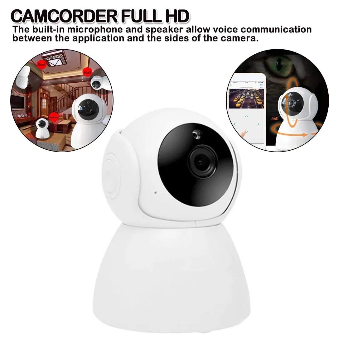 

Security Wireless Surveillance Camera with Night Vision/Two-Way Audio HD WiFi Home for iOS Android Motion Detection