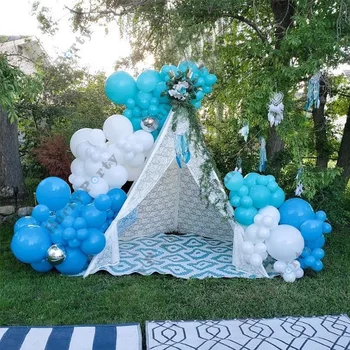 

148pcs outdoor party balloons garland arch Tiffany Blue silver aluminium foil ballon Couple wedding birthday anniversary globos