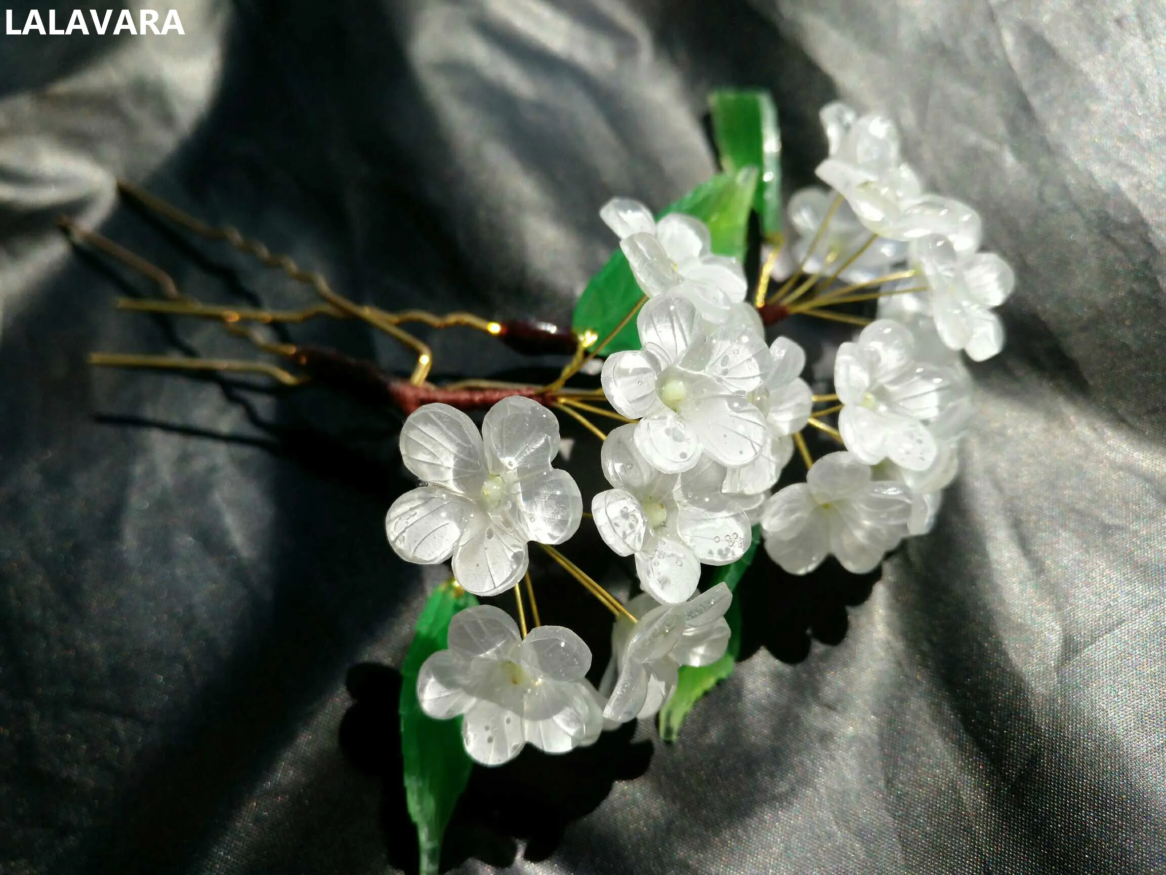 Персонализированные белые заколки для волос LALAVARA sakura kanzashi в традиционном