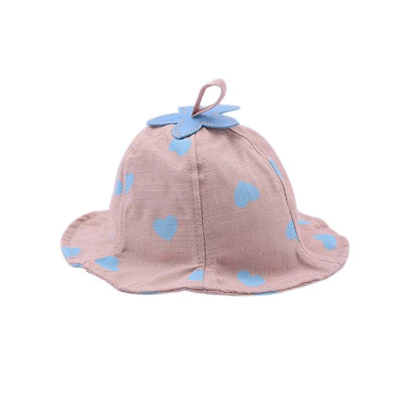 Летняя шапка для маленьких девочек; летняя шапочка с принтом сердца для малышей; Панамы кепки; двусторонний головной убор; аксессуары для малышей; 1 шт - Цвет: A1