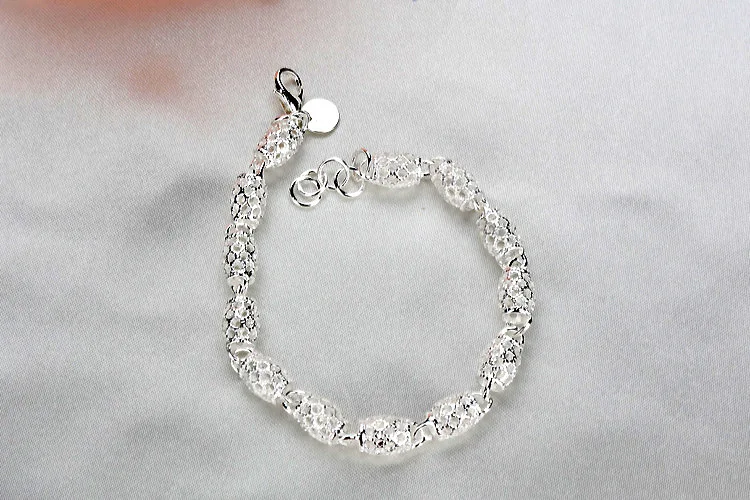 925 Sterling Silver Frosted Hollow Ball Chain Bangles Bracelets For Women Wedding Party Retro Jewelry 2021 Gift Jewellery