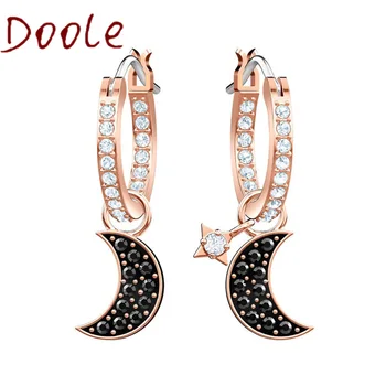 

High Quality SWA Fashion Charm Crystal Star Moon Female Earrings Star Moon Dangle Earrings For Women