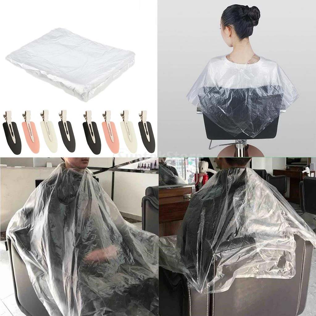 200Pcs Disposable Hair Coloring Styling Capes Cloth w/ 8X No Bend Hair Clip