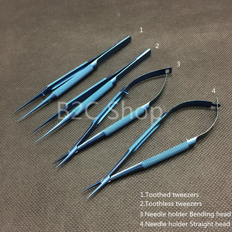 Suporte de Agulha Kit de Instrumentos de Microcirurgia Titânio Instrumentos Microcirúrgicos Tesoura Forcep 14cm 3 14cm titânio instrumentos microcirúrgicos kit de instrumentos