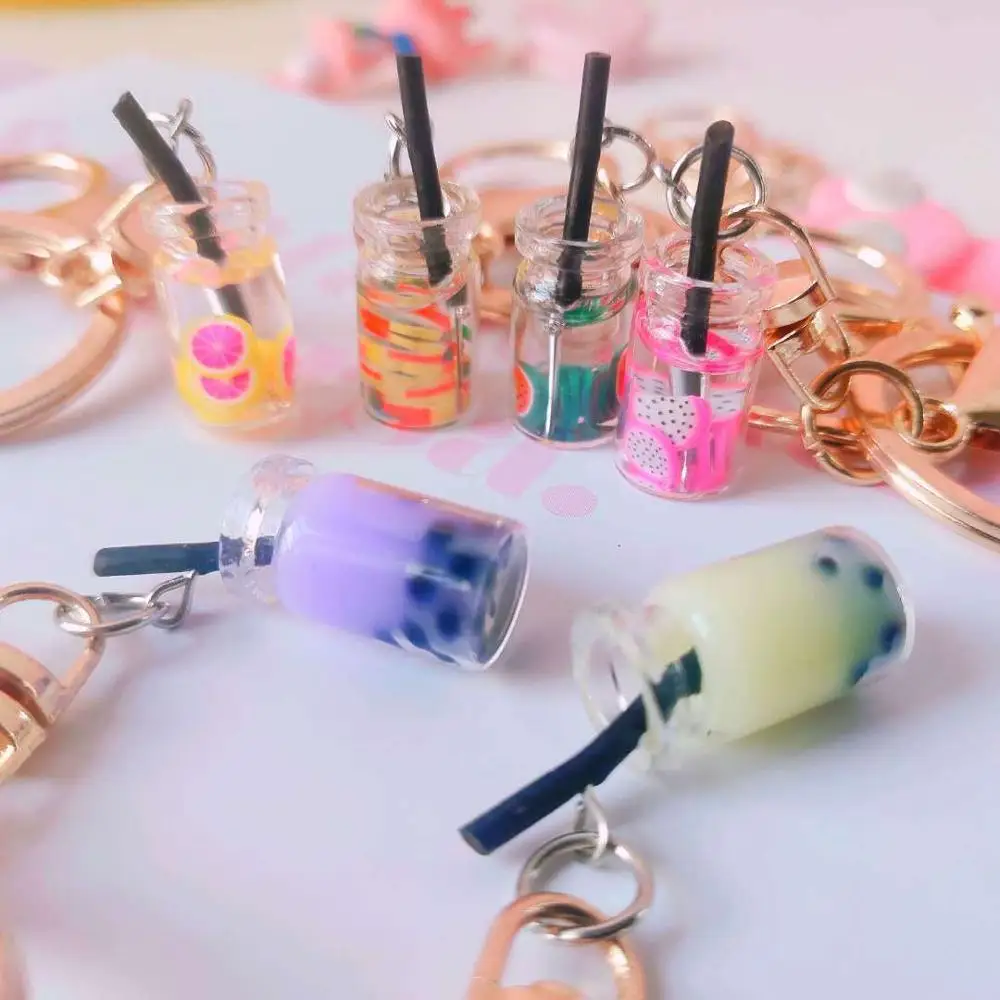 

Cute Ins Wind Kawaii Pearl Milk tea Shaped Keychain Keyring Ornaments Pendants Charming Party Favors Gifts For Hot Sale
