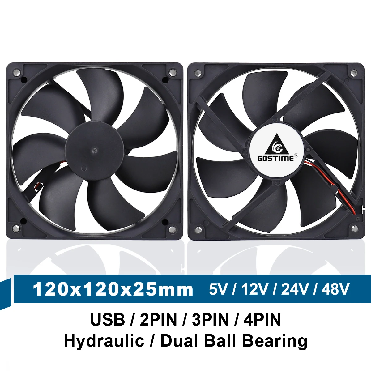 5V 12V 24V 48V 120mm 12025 Sleeve/Ball Cooling Fan 120x120x25mm FG PWM