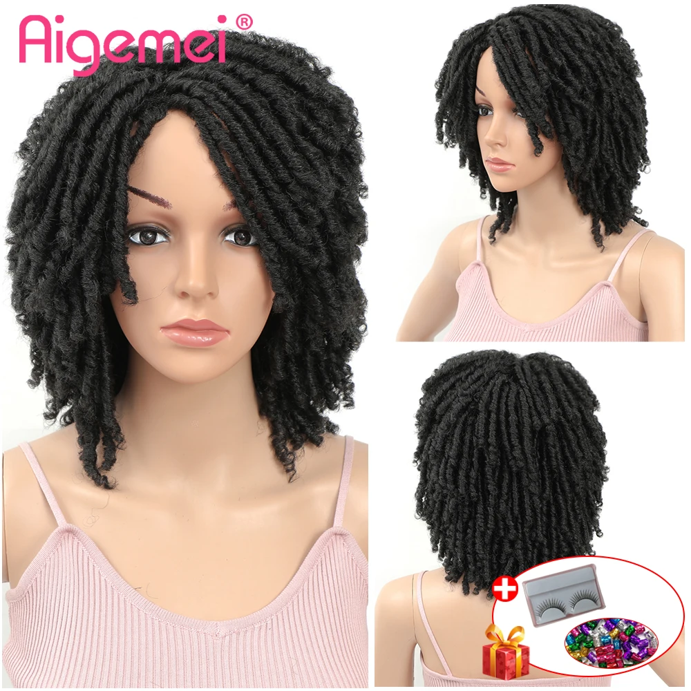 Aigemei Dreadlock Crochet Twist Hair Synthetic Wigs For Woman Low Temperature Flame Retardant Synthetic Fiber TBUG Black the red flame a journey of a woman