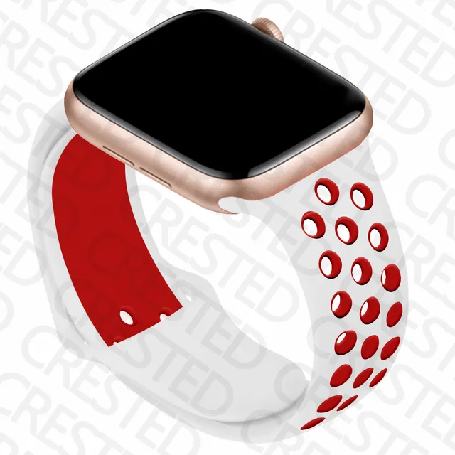 Silicone Strap For Apple Watch band 44mm 40mm iWatch 38mm 42mm Smartwatch watchband Bracelet Apple Watch 6 SE 5 4 3 Accessories white-red 38