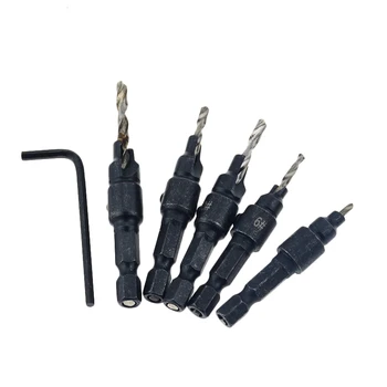 

5PCS #5 #6 #8 #10 #12 Drill Bit Countersink Drill Woodworking Drill Bit Set Drilling Pilot Holes For Screw Sizes