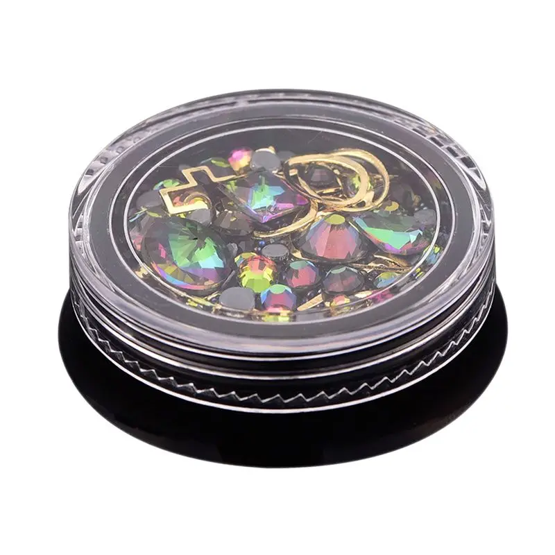 2 Box 3D Nail Jewelry Colorful Mixed Acrylic Tip Diamond Flat Jewel Stone Nail Rhinestone Manicure DIY Nail Art Decoration(Magi
