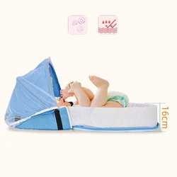 Cama de viaje para bebé con mosquitera, cesta portátil para recién nacido con barandilla, plegable, multifuncional, 0 12 meses
