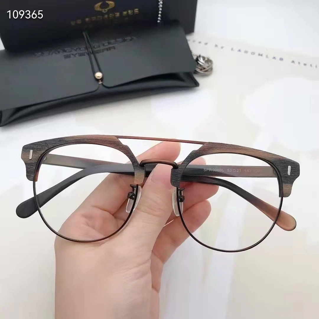 

Japanese Design Vintage Round Wooden Glasses Frame Men Double Beam Myopia Prescription Eyeglasses Women Optical Spectacle Frame