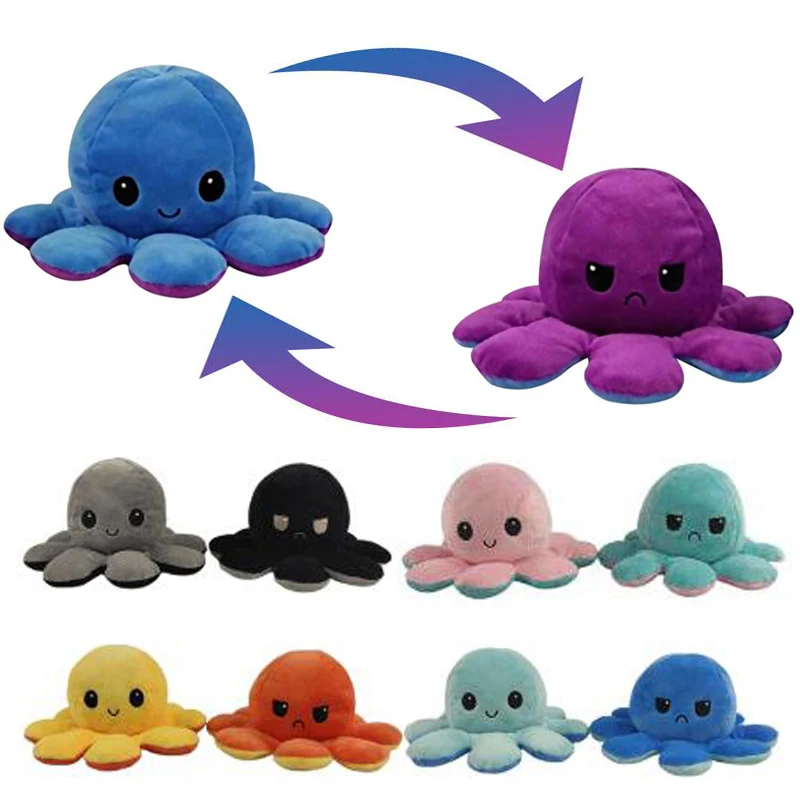 

1pcs Reversible Octopus Plush Toy Colorful Octopus Doll Stuffed Octopus Doll Flip Toy Baby Companion Toy