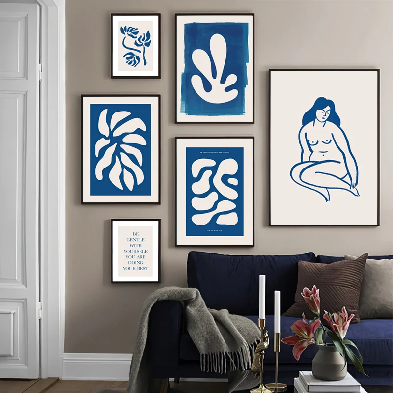 Heri Matisse абстрактный синий свежий лист Обнаженная женщина настенная живопись холст скандинавский плакат