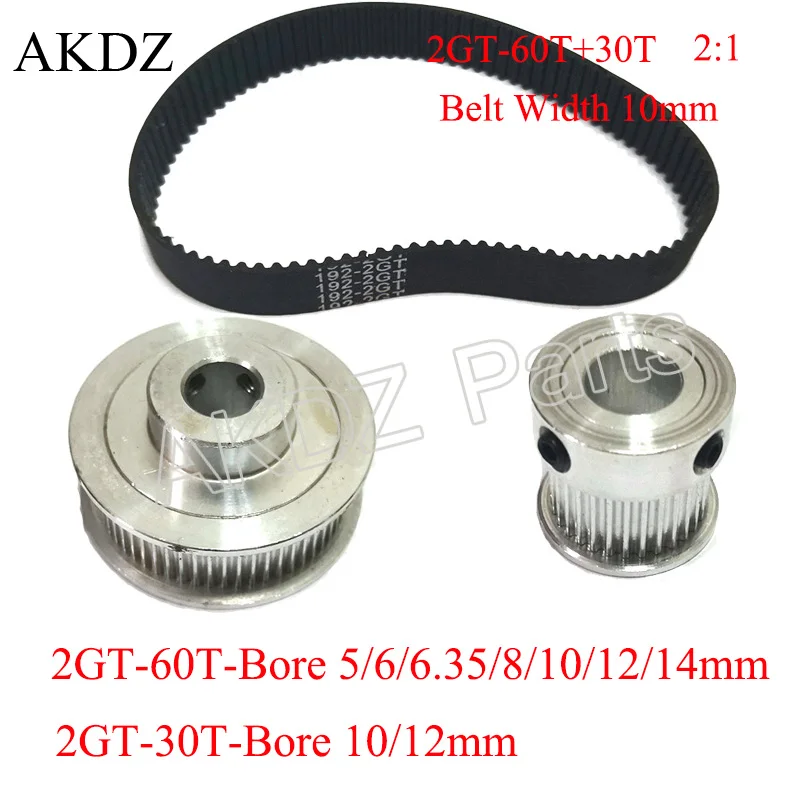1pcs 2GT 30 teeth Bore 10mm width 10mm +1pcs 2GT 60 teeth Bore 10mm Width 10mm +2GT-192-10MM