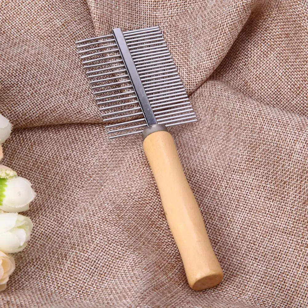 1 peine para perros, cepillo largo y grueso para eliminar la piel, mango de madera, perro mascota peine peines para gatos rastrillo para pelo, peine para mascotas, cepillo para el pelo