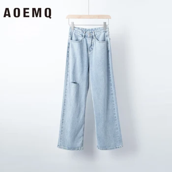 

AOEMQ Fashion Pants Wide Legs Loose Plus Size Clothing Pockets Trousers with Hole Draped Pleated Casual Pants Women's Clothing