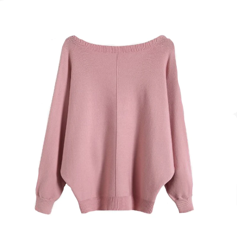 

2019 Women Sweater And Pullovers O-Neck Batwing Sleeve Women Sweater Autumn Pink Pullovers Black Sweater Femme Tricot Pull Femme