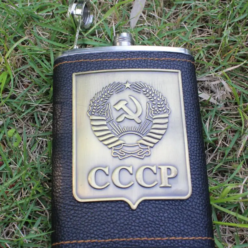 Stainless Steel Alcohol Hip Flasks Whiskey Wine Bottle Funnel Cups Bottle Kits Cccp Engraving Alcohol Container Tools AXIR