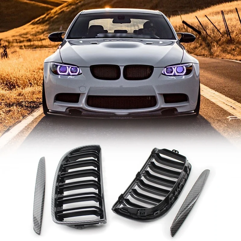 jeep wrangler fenders Car Carbon Fiber Look Front Kidney Grille Dual Slats Grill for BMW 3 Series E90 E91 2005-2008 hood deflector