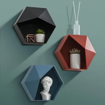 

1PC ABS Geometric Storage Rack Wall Mounted Bathroom Cosmetic Sundry Storage Holders Home Living Room Decorative Hanging Shelf