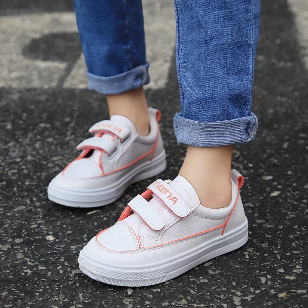 Девочки Белая обувь на плоской подошве модные унисекс повседневные туфли для детей младшего возраста детские мальчики маленькие дети повседневная спортивная обувь кроссовки для малышей garcon - Цвет: Red