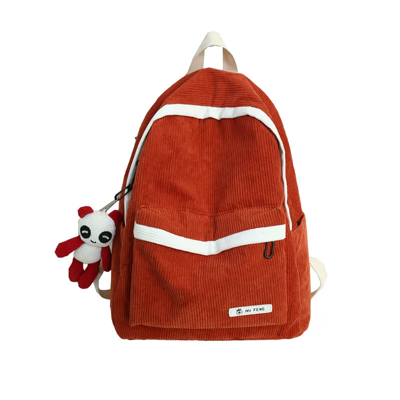 

Fresh college style schoolbag female Harajuku ulzzang middle school students corduroy large capacity backpack backpack