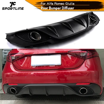 

Black PP Car Rear Bumper Lip Diffuser Spoiler With Exhaust Tips for Alfa Romeo Giulia Sedan 4 Door 2016 2017 Standard